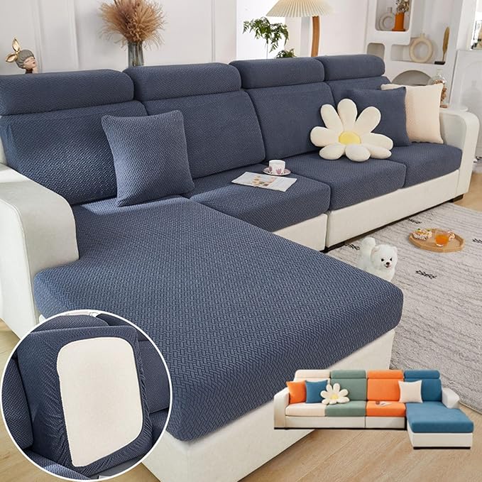 Soothing Home Sofa Covers, Sofa Hero Covers, Wear-Resistant Universal Couch Covers Washable Stretch Sectional Couch Cushion Covers (Metal Grey,Large Double Seat Cover)