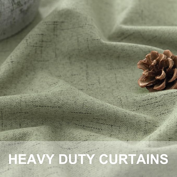 Sage Green Room Darkening Curtains for Bedroom 108 Inch Extra Long 2 Panels Black Out Dark Academia Decor Linen Textured Blocking Light Sage Blackout Curtains for Large Window Ceiling to Floor Length