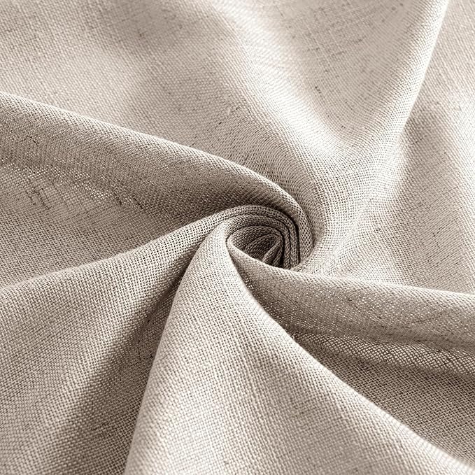 MIULEE Natural Linen Curtains 45 Inch Length 2 Panels for Bedroom Living Room, Soft Linen Textured Window Drapes Semi Sheer Light Filtering Back Tab Rod Pocket Farmhouse Modern Burlap Look Decor