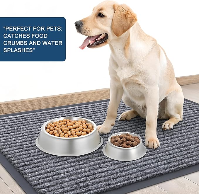 OLANLY Front Door Mat Indoor Outdoor Entrance, Waterproof Heavy Duty Doormat, Fade Resistant, Low Profile, Easy Clean Patio Porch Welcome Floor Mats for Entry, 35x23, Light Gray