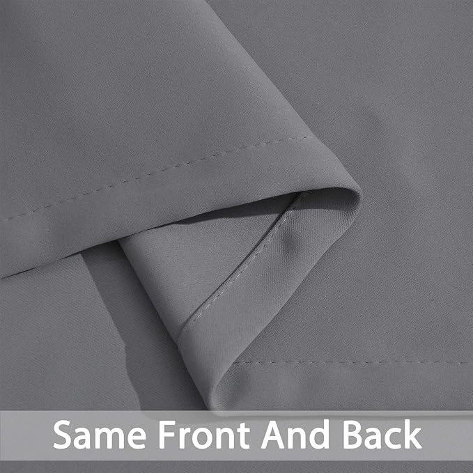 Yakamok Blackout Curtains 63 inch Length for Living Room, Light Blocking Grey Thermal Insulated Drapes with Grommets Top Window Treament Curtain for Bedroom(Gray, 52W x 63L, One Pair)