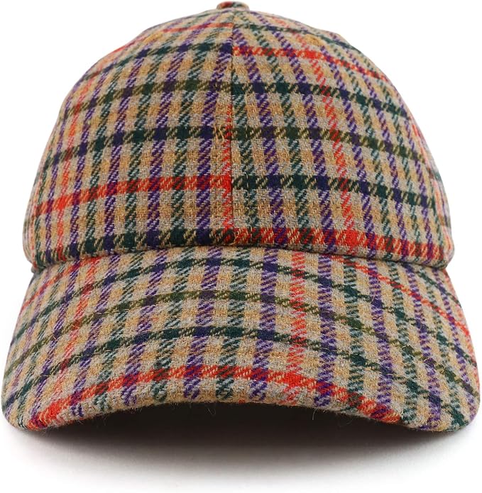 Trendy Apparel Shop Plaid Checker Wool Blend Unstructured Baseball Cap - Image 2