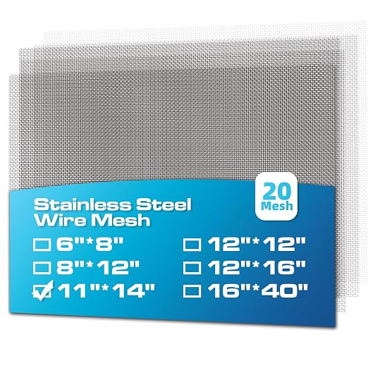 AMZDEPOT 4 Pack 11x14 Inch Wire Mesh, 20 Mesh Stainless Steel Mesh, Never Rust by AMZDEPOT