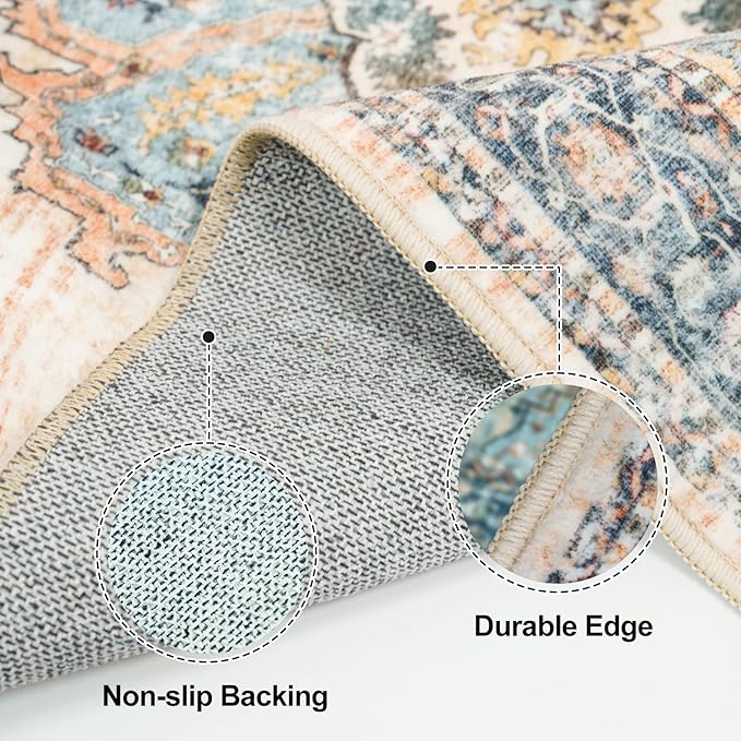 TOPRUUG Washable Runner Rug 2x7 - Hallway Runner Rug Kitchen Rugs and Mats Non Skid Washable Waterproof Carpet Runner for Living Room Bedroom Bathroom (Blue, 2X7)