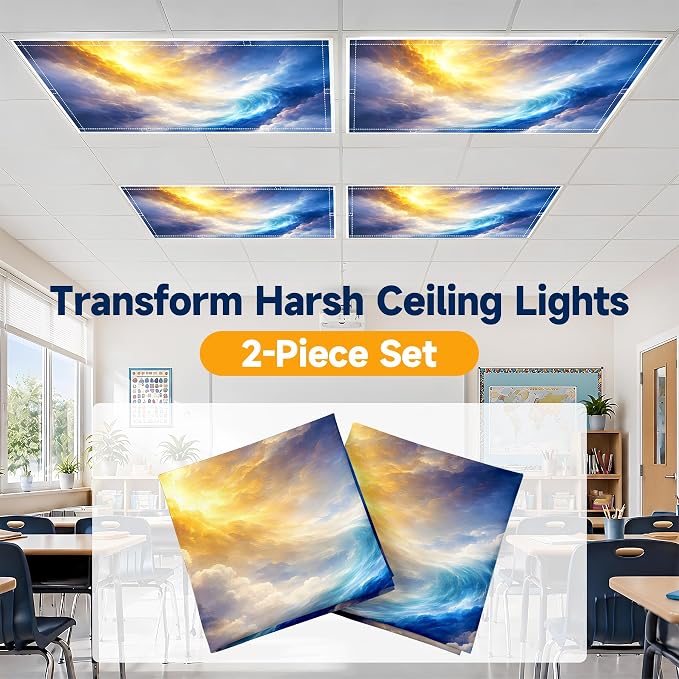 2 Pack Golden Nebula Sky Decorative Ceiling Light Covers, Magnetic 4x2 Ft - Image 6