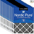Nordic Pure 16x20x2 Furnace Air Filters MERV 12 Pleated Plus Carbon 12 Pack by NordicPure