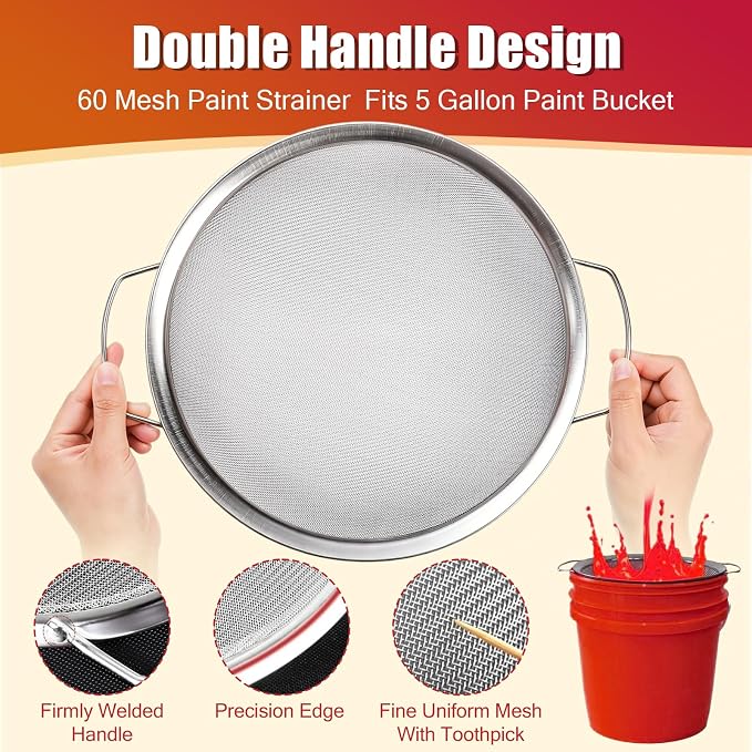 Fine Mesh Paint Strainer 60 Mesh Stainless Steel Paint Filter Emulsion Honey - Image 4
