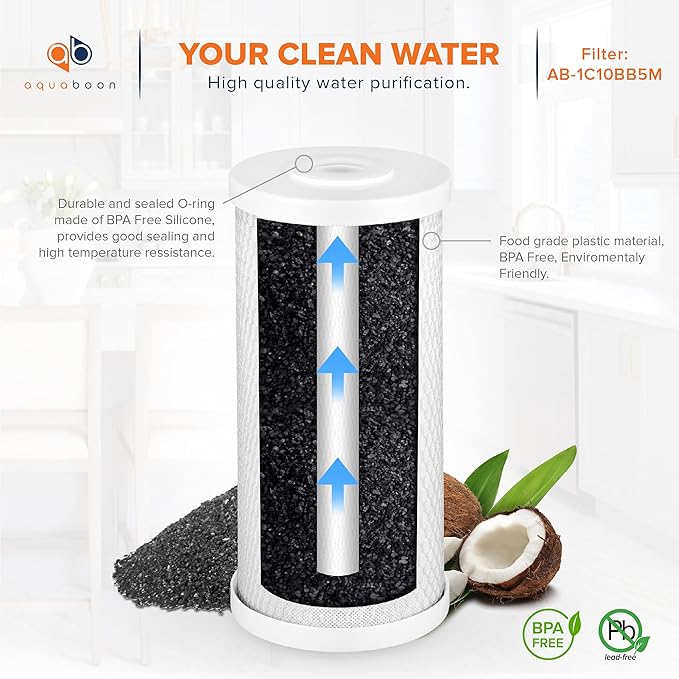 Aquaboon 5 Micron 10x4.5 Carbon Block Water Filters Whole House CTO Water - Image 5