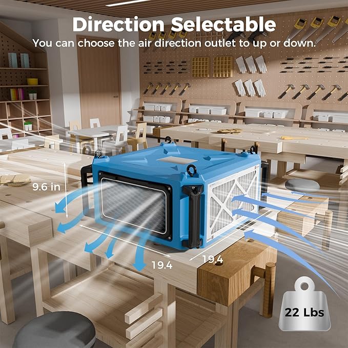 ALORAIR 270° Intake Hanging Air Filtration System Woodworking Built-In Ionizer - Image 5