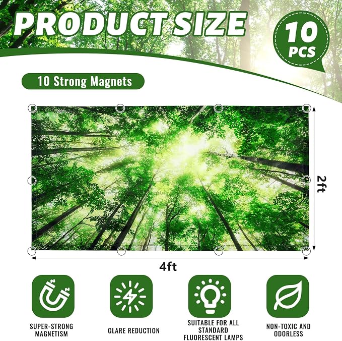 Funtery 10 Pack Magnetic Fluorescent Light Covers, 4 x 2 ft Ceiling Light - Image 2