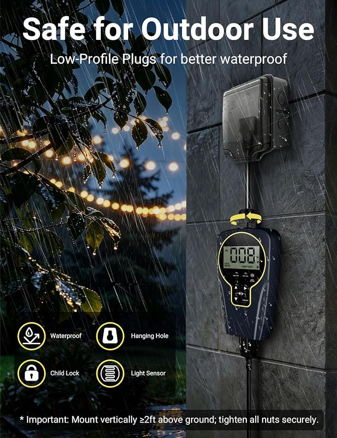 Techbee Repeat Cycle Timer Plug Outlet, 15A 1HP | 1 s to 999 h Interval - Image 6