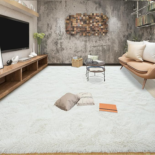 Tepook Area Rugs 10x14 for Living Room, Super Soft Fluffy Rugs for Bedroom, Modern Shaggy Rug Fuzzy Carpets for Kids, Plush Indoor Nursery Home Decor Rug with Non-Slip Bottom, Cream White