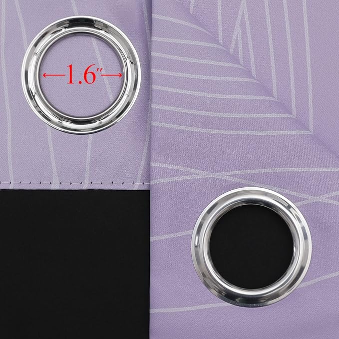 Estelar Textiler Lilac and Greyish White Blackout Curtains 54 Inch Length, Light Blocking Gradient Grommet Drapes for Living Room, Thermal Insulated Ombre Curtains for Bathroom,52Wx54L,2 Panels