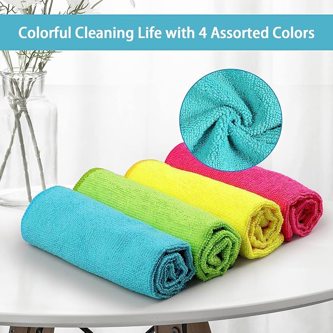 HOMEXCEL Microfiber Cleaning Cloth, 100 Pack Cleaning Rags, Cleaning Towels - Image 4