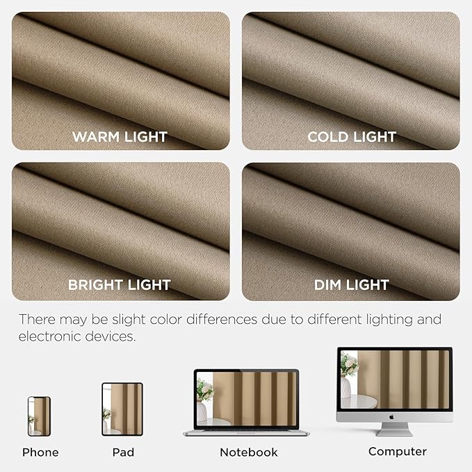 Joydeco Blackout Patio Sliding Door Curtains 84 Inches Long, Grommet Privacy Room Divider Curtains, Extra Wide Thermal Blackout Drapes for Bedroom Living Room (Light Beige, 100Wx84L, 1 Panel)