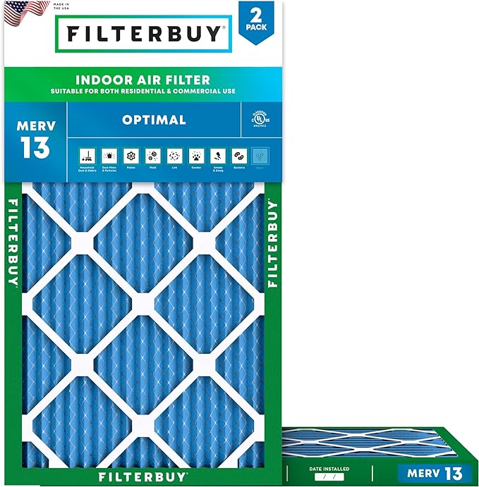 Filterbuy 8x24x1 Air Filter MERV 13 Optimal Smoke & Allergy Defense, by Filterbuy