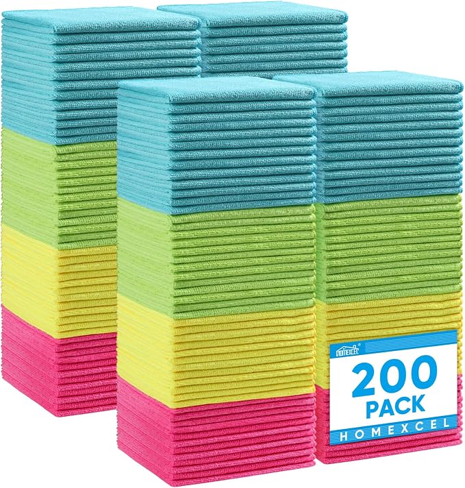 HOMEXCEL Microfiber Cleaning Cloth, 200 Pack Cleaning Towels by HOMEXCEL