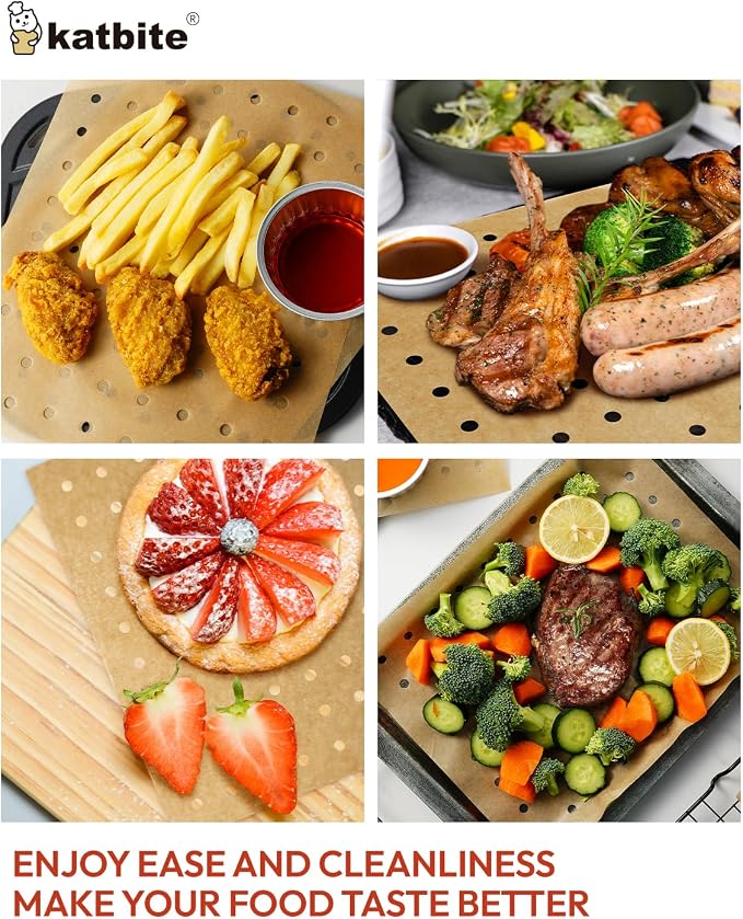 Katbite Air Fryer Parchment Paper Liners 160pcs Airfryer Liners Disposable 9x11 - Image 7