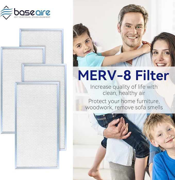 BASEAIRE 4 Pack MERV-8 Filter Replacement Set - Image 2