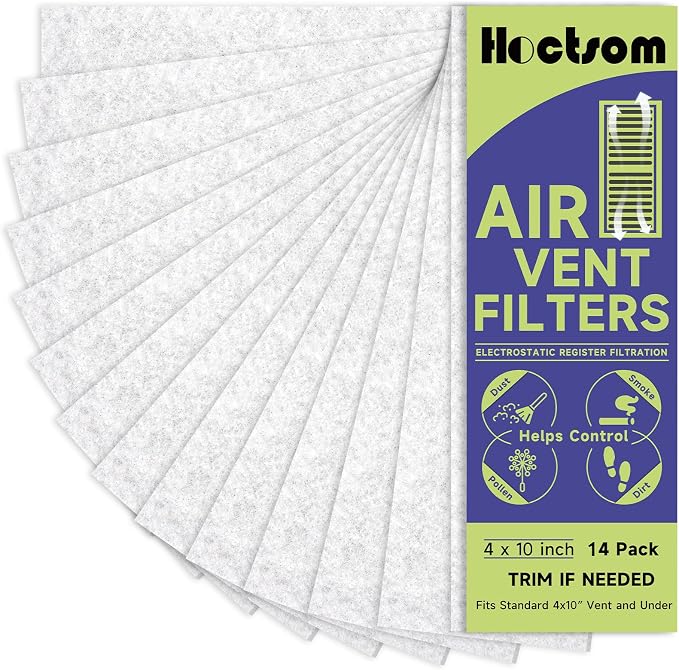 Air Vent Filters 4x10 Inch 14-Pack, Cut-to-Fit Floor and Ceiling Vent Filters by BeautyyourHome