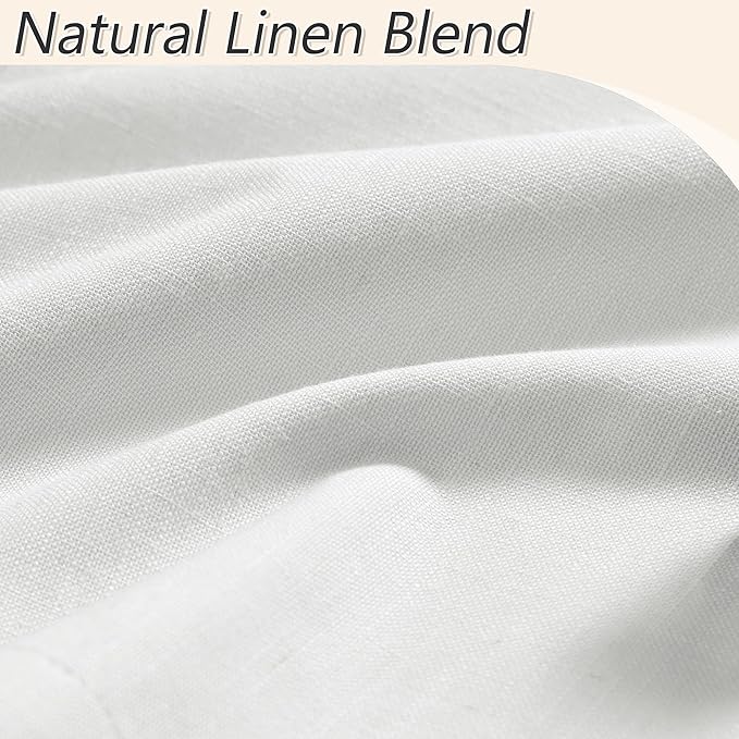 Guken White 100% Blackout Linen Curtains 52 Inch Wide by 76 Inch for Living Room Bedroom Back Tab/Rod Pocket Thermal Insulated Black Out Linen 2 Drapes Room Darkening Window Curtains
