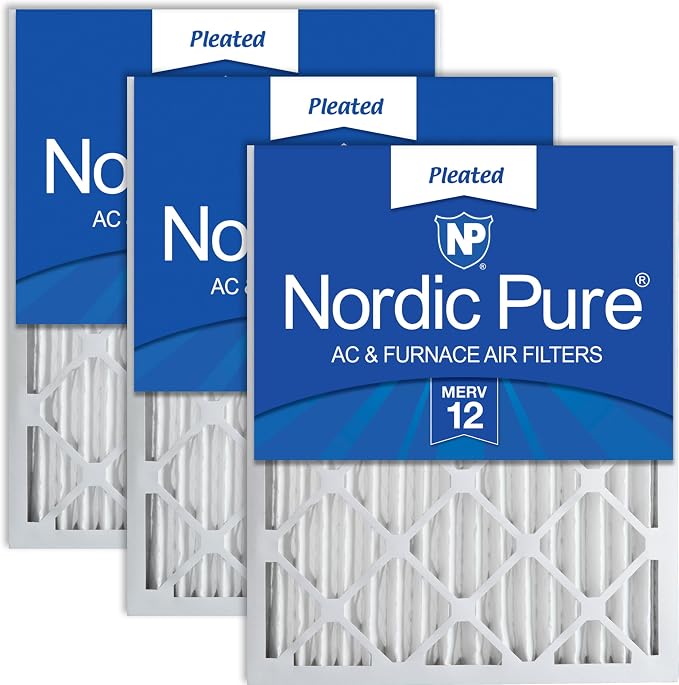 Nordic Pure 16x25x2 Pleated MERV 12 Air Filters 3 Pack by NordicPure