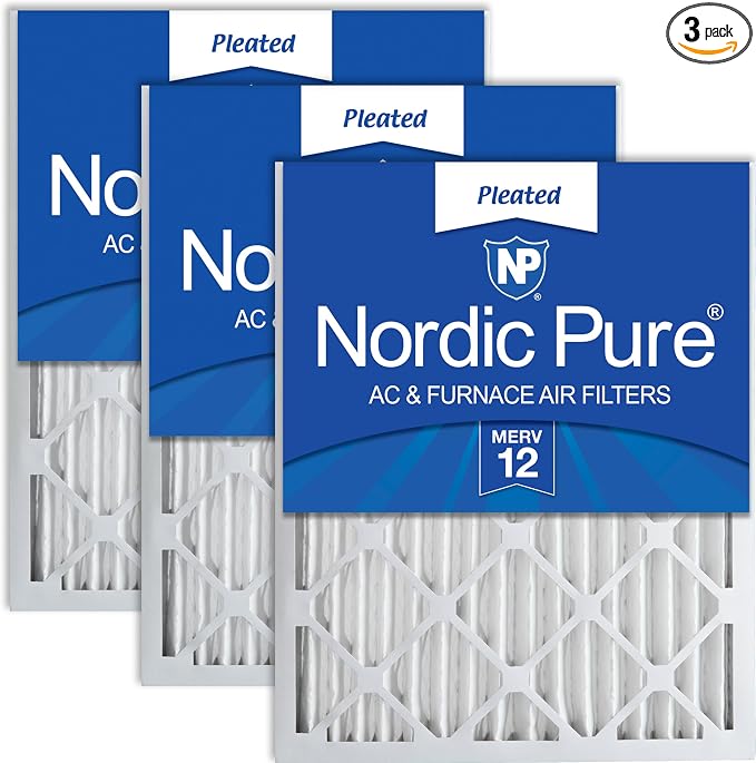 Nordic Pure 24x30x2 Pleated MERV 12 Air Filters 3 Pack by NordicPure