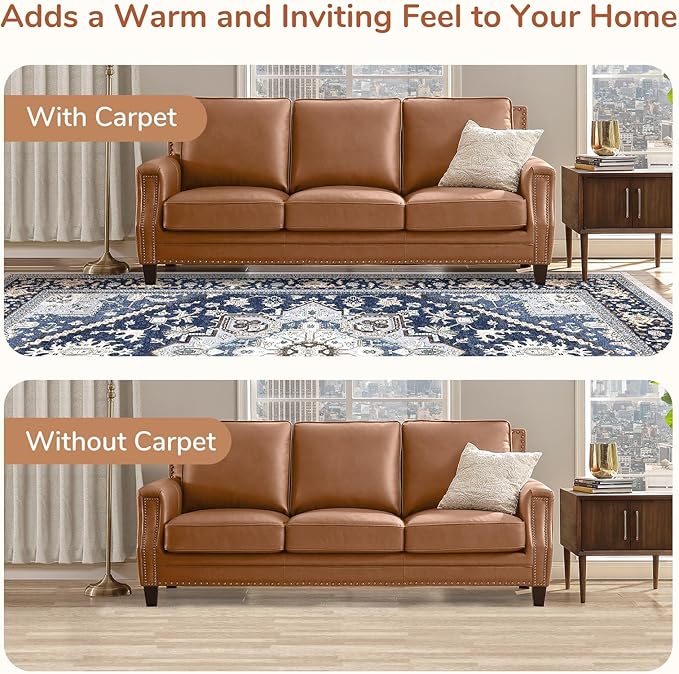 OPPODREAM Soft Round Rug 3ft, Washable Circle Rug 3ft with Non Slip Backing Play Room, Low-Pile Carpet 3 ft, Small Faux Cashmere Throw Carpet, Navy Blue & Gold