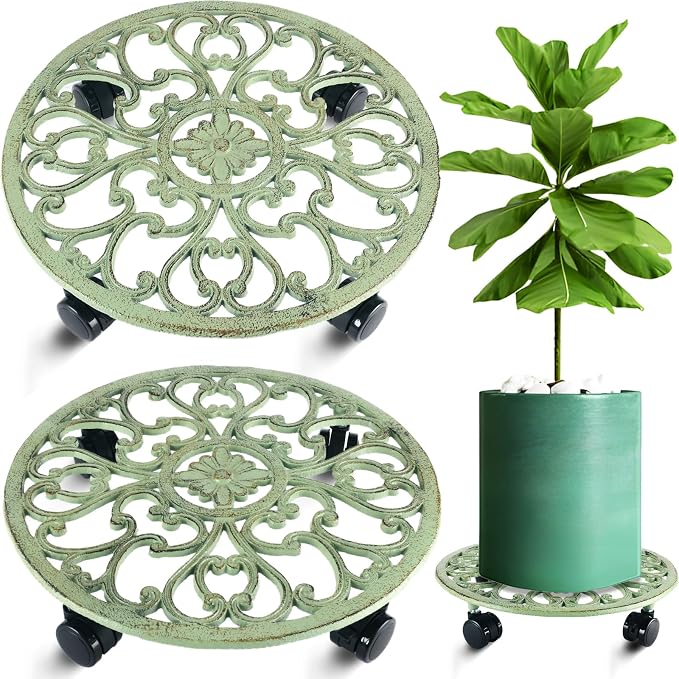 2 Packs 14 Inch Rolling Plant Stand by Planterhoma