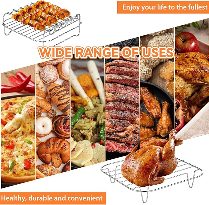 2 Pcs Air Fryer Rack Square, Stackable Multi-Layer Stainless Steel Dehydrator - Image 7