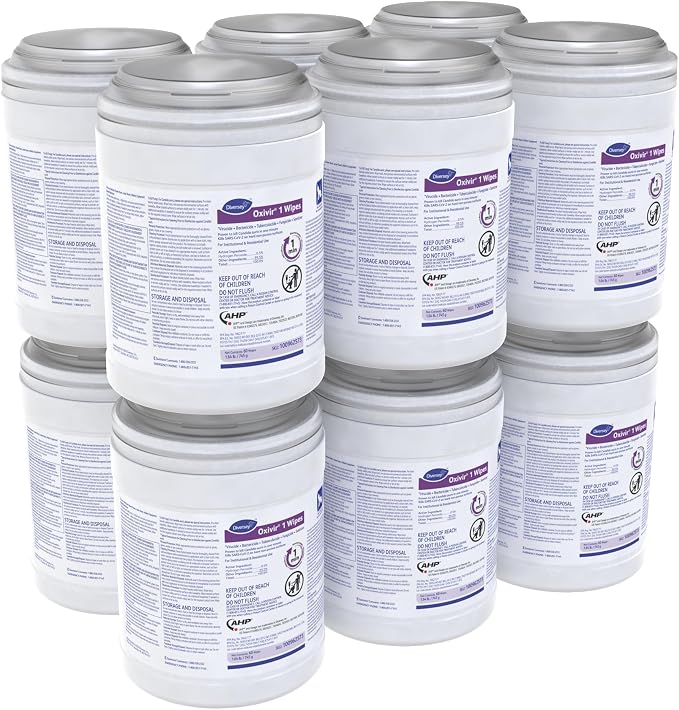 Oxivir Diversey 1 Disinfectant Wipes, AHP Hydrogen Peroxide Cleaner, Large Wipes by Oxivir