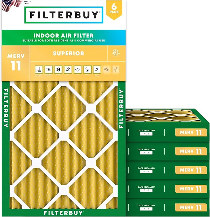 Filterbuy 14x30x2 Air Filter MERV 11 Superior Pet & Allergy Defense, by Filterbuy
