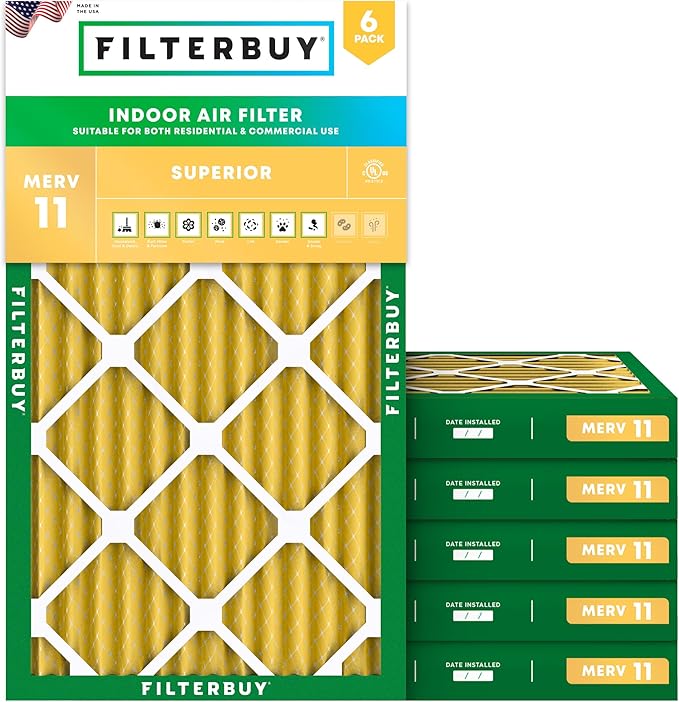 Filterbuy 14x25x2 Air Filter MERV 11 Superior Pet & Allergy Defense, by Filterbuy