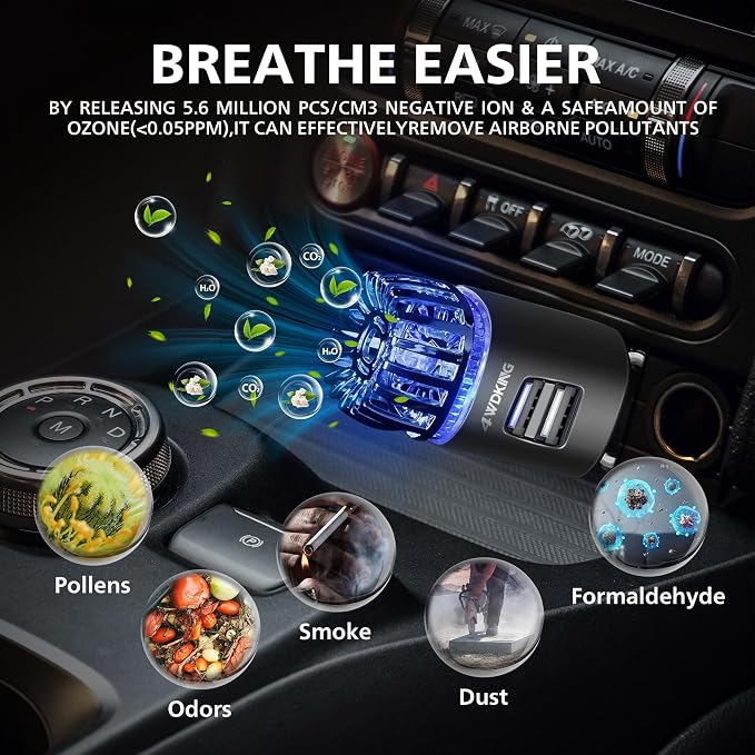 Car Air Purifier Ionizer, 12V Plug-in Car Air Freshener Gadgets - Image 3