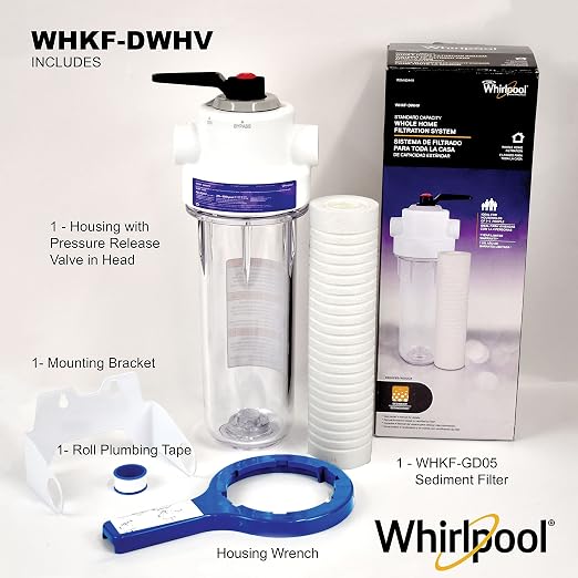 Whirlpool 10 x 2.5 Inch Whole House Water Filtration System WHKF-DWHV, 3/4" - Image 3