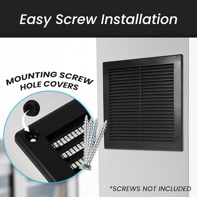Repa Market 8 x 8 Inch Black Square Air Vent Cover - Image 4