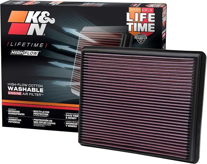 K&N High-Flow Original Lifetime Engine Air Filter: Increase Power: Compatible by KNEngineeringInc