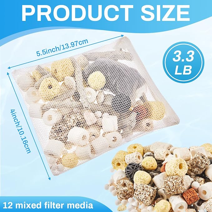 Timgle 3 Bags Aquarium Filter Media Bio Balls Ceramic Rings Set 1500 g Total - Image 2