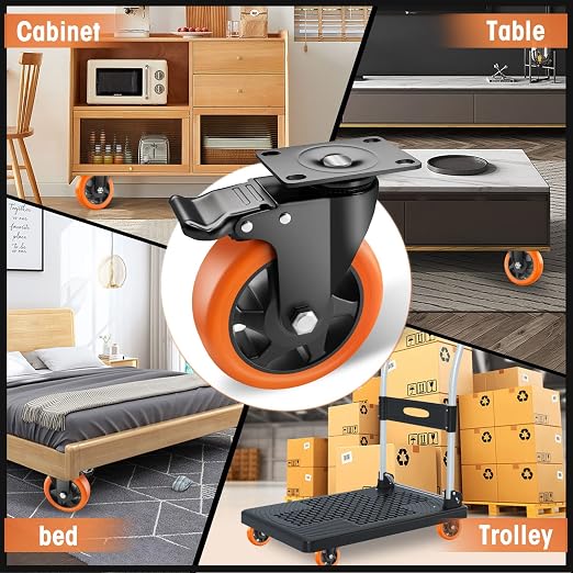 Casters, Top Plate Swivel Wheels, Locking Casters - Image 6
