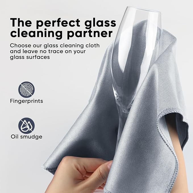 HOMEXCEL Microfiber Glass Cleaning Cloths 6 PK, Lint Free Streak Free, Reusable - Image 3