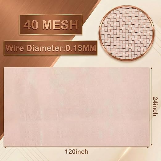 Therwen 24 Inch x 10 ft Copper Mesh Screen 99.9% Pure Copper 40 Mesh Roll Wire - Image 2