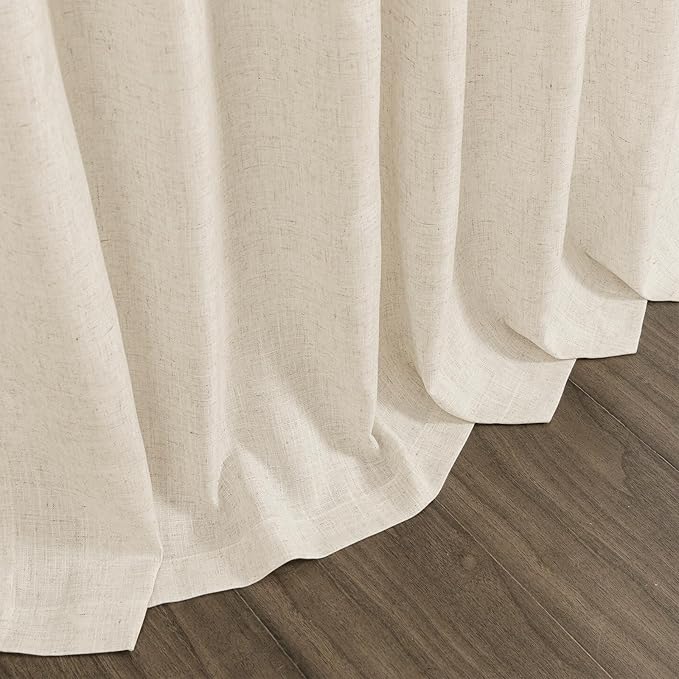 Nanspring Living Room Curtains 72 Inch Length Linen Birch Beige Luxury Light Filtering Semi Sheer Curtain Back Tab Modern Farmhouse Decor Elegant Coastal Drapes for Bedroom Office 52x72, 2 Panels