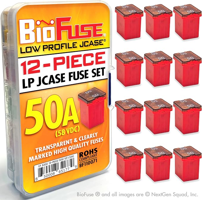50A Low Profile JCASE 12-Piece Cartridge Fuse Assortment. Fits Most: Nissan by BioFuse