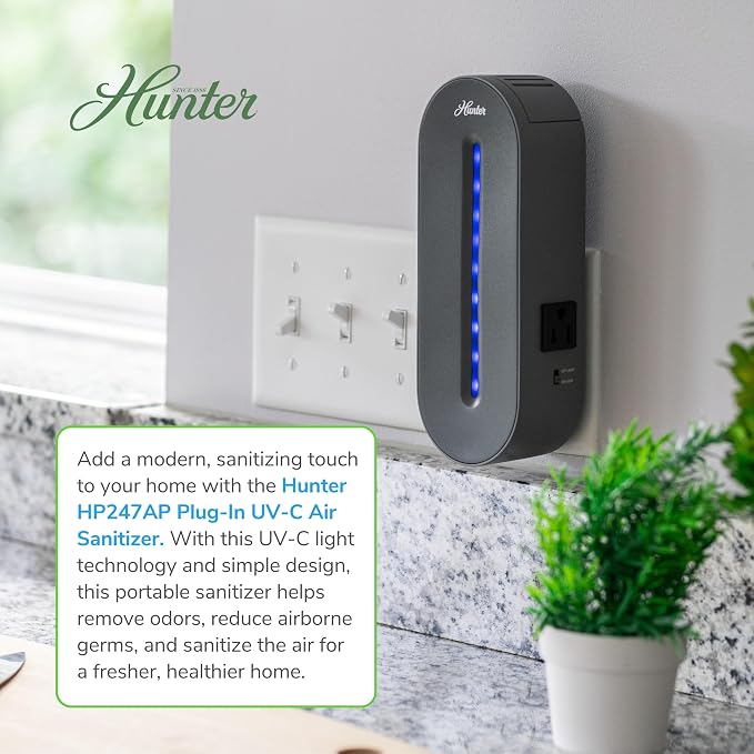 Hunter Plug-in UV Air Sanitizer, Sage – Whisper Quiet UV-C Air Sanitizer - Image 7