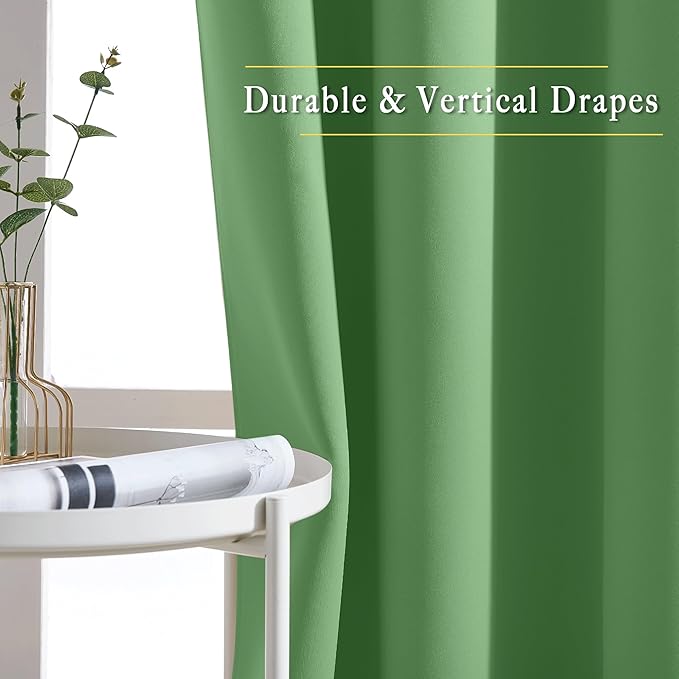 NICETOWN Forest Green Blackout Curtains for Kids Room, Grommet Energy Saving Thermal Insulated Drapes Room Darkening Window Treatments for Bedroom, 2 Panels, W46 x L63