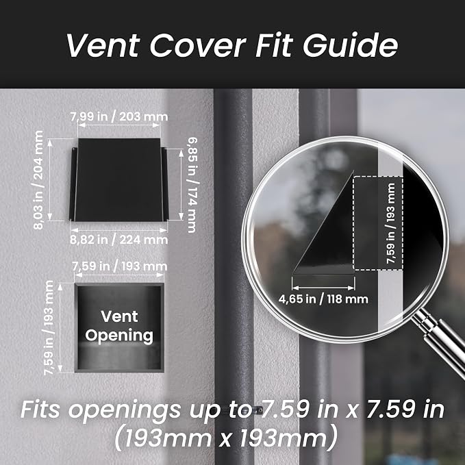 Repa Market 8 x 8 Inch Black Galvanized Steel Vent Cover - Image 2