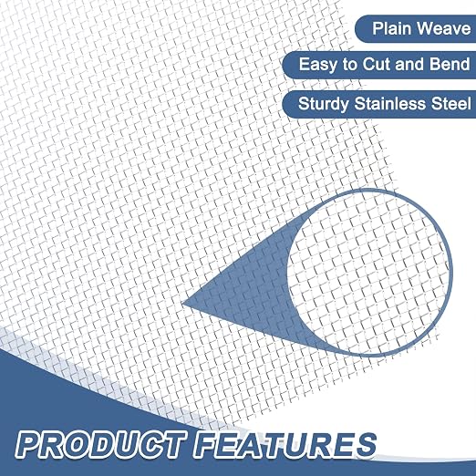 uxcell 16 Mesh 79" x 10" Woven Wire Mesh, 316 Stainless Steel Air Vent Filter - Image 3
