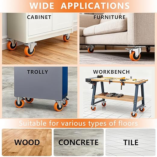 Caster Wheels, Swivel Plate Caster, No Marks Castor Wheels - Image 6