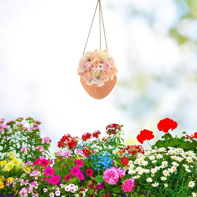 FRCOLOR Hanging Planter with Drainage Hole Wall-Mounted Balcony Flower Pot Red - Image 5