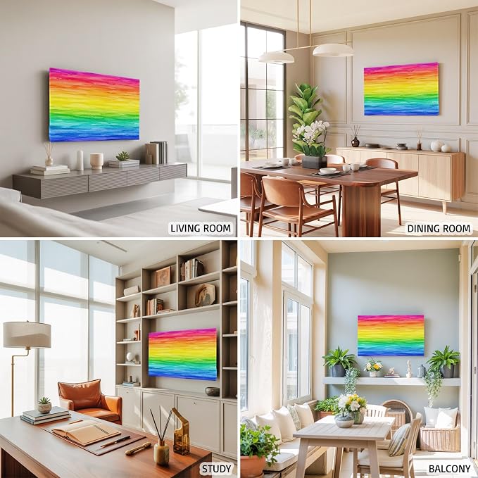 Rainbow Ripple Watercolor Gradient Indoor TV Cover, Elastic TV Screen Protector - Image 5